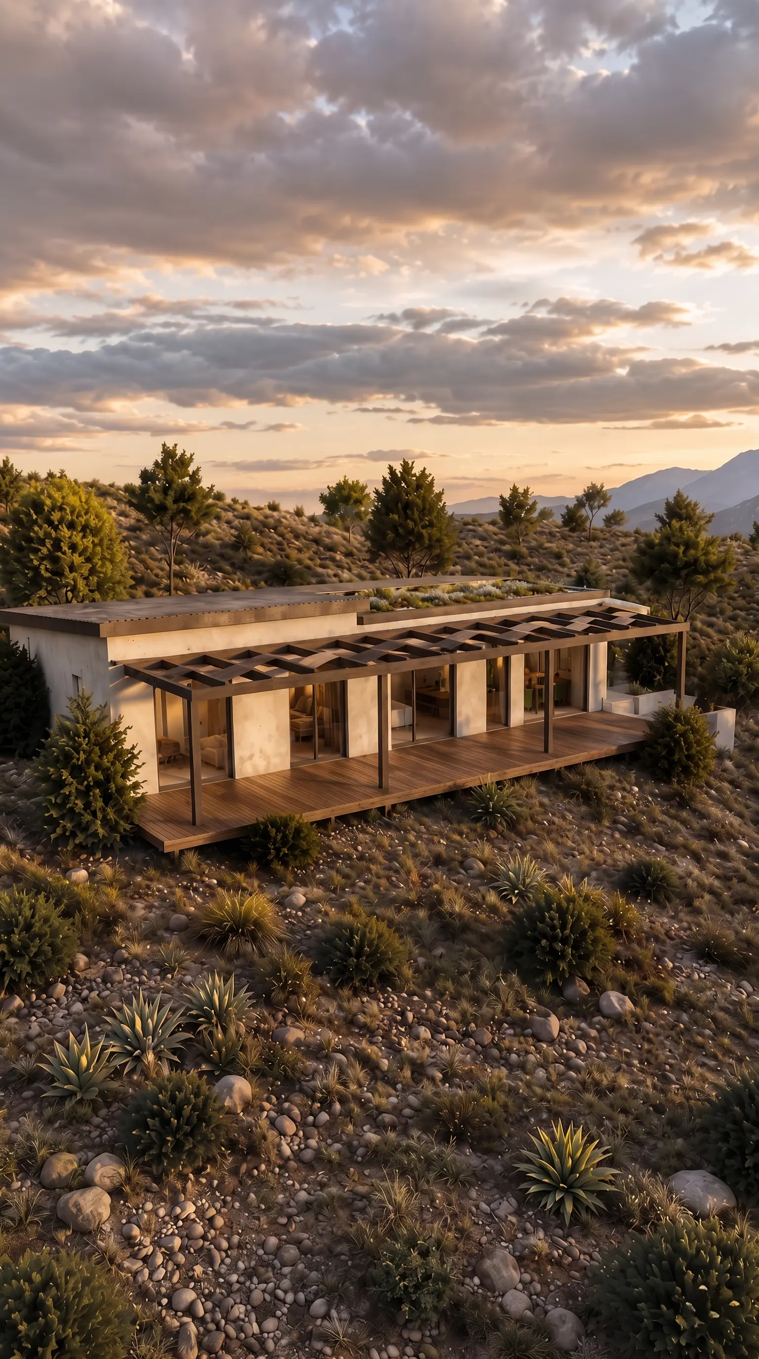 La casa — pérgola y living exterior